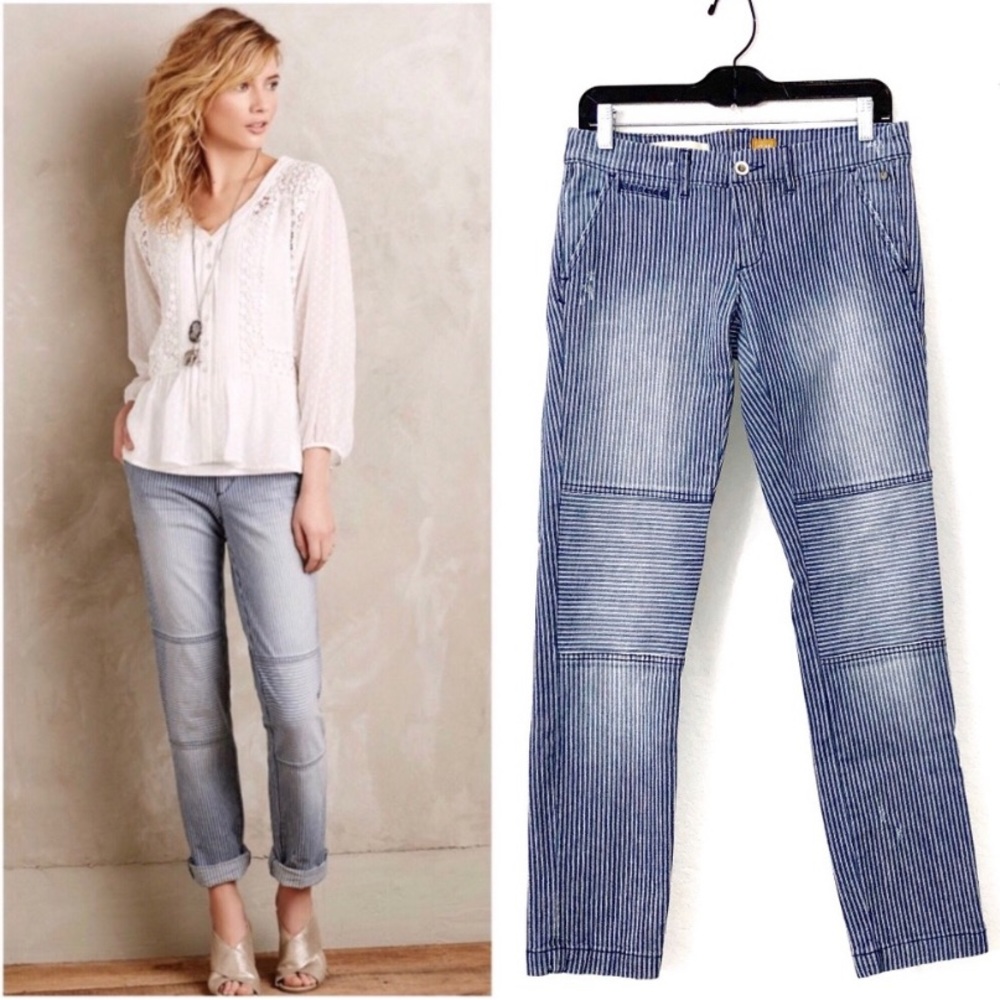 Anthro | Pilcro and the Letterpress striped hyphen jeans size 28P